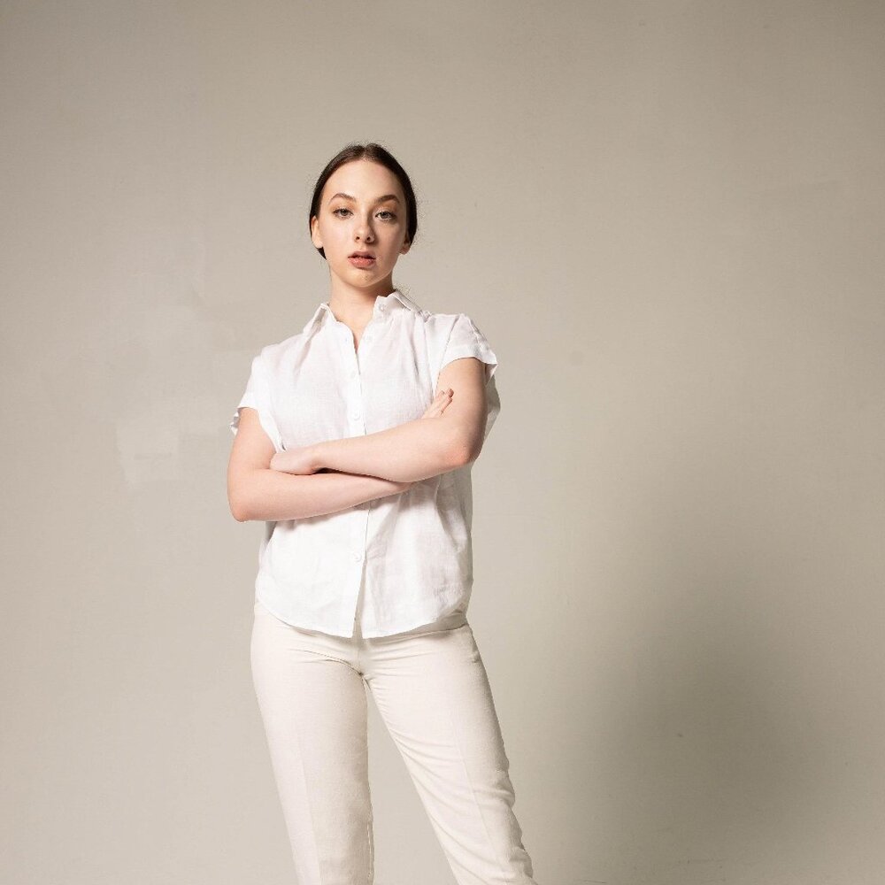 Classic Linen White Blouse – Women’s Elegant Linen Top